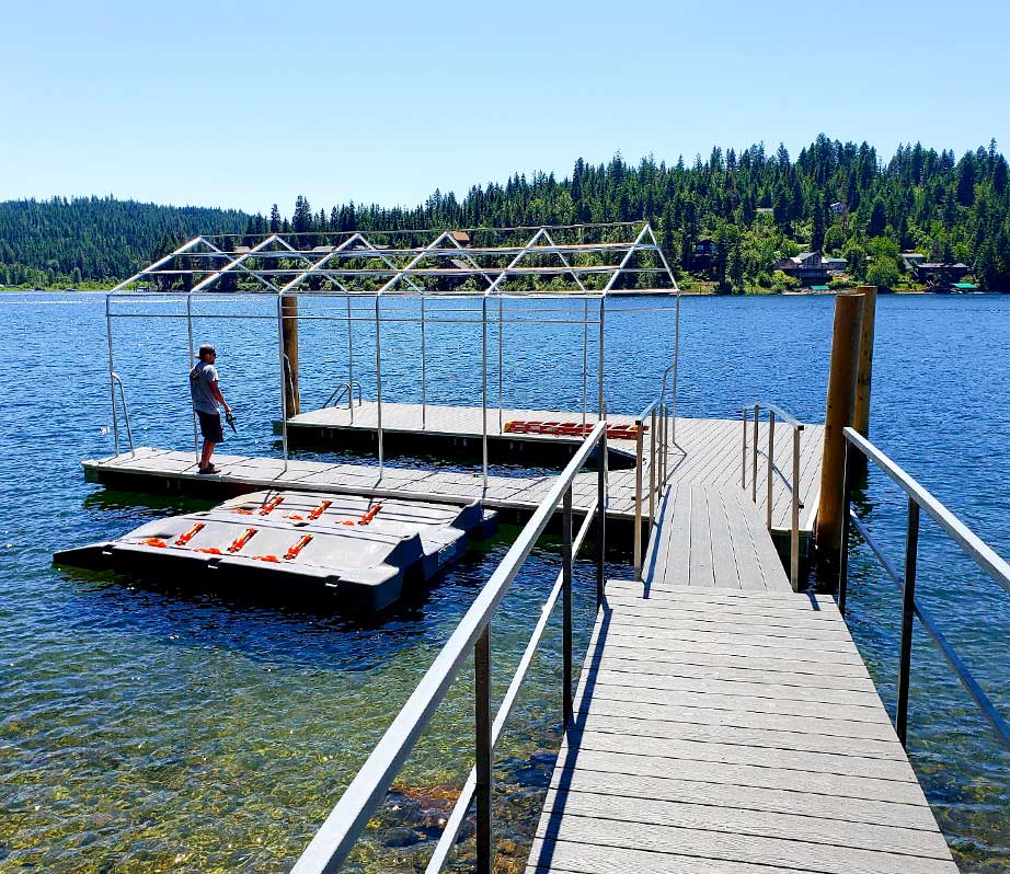 Frey Dock And Barge Idaho Dock Building workers putting together a new dock