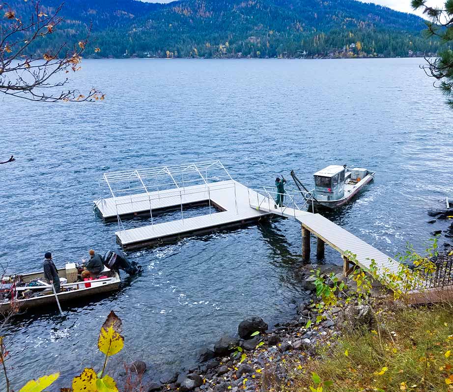 Frey Dock And Barge Idaho Dock Building creating a new dock for customers